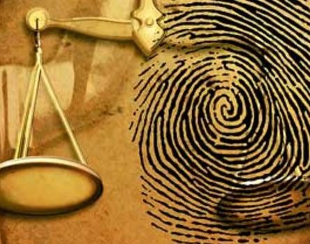 Fingerprint and scales of Justice