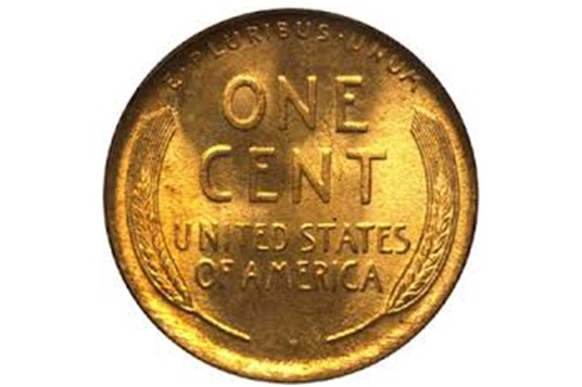 A penny, one cent, tails